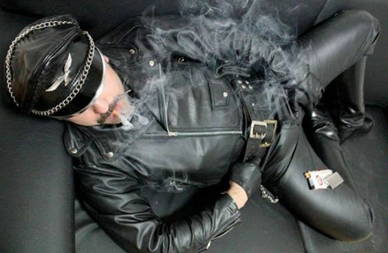 Black leather motorcycle smoke — 6